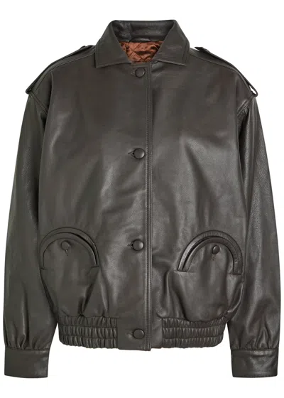 Blazé Milano Blaze Milano Ares Charlie Leather Bomber Jacket In Black