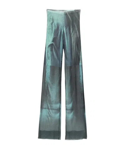 Jean Paul Gaultier Printed Flared-leg Mesh Trousers In Green