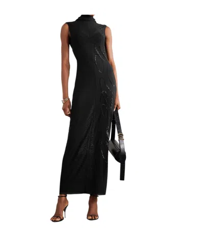 Jean Paul Gaultier Tulle Maxi Dress With Halterneck, Sequins, And Embe In Black