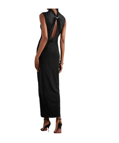Jean Paul Gaultier Tulle Maxi Dress With Halterneck, Sequins, And Embe In Black