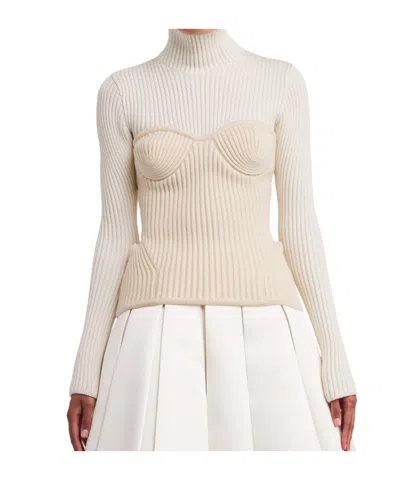 Jean Paul Gaultier Ribbed Corset Sweater In Neutral
