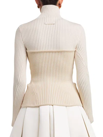 Jean Paul Gaultier Ribbed Corset Sweater In Neutral