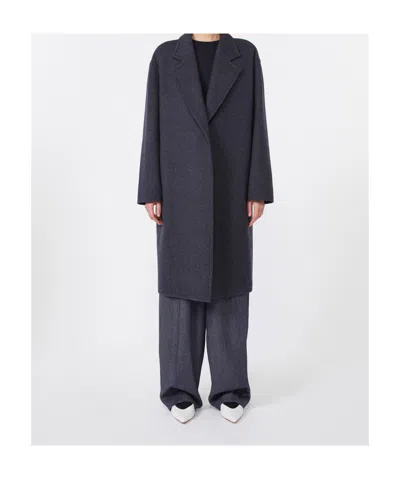 Max Mara Denim-effect Wool Coat In Blue