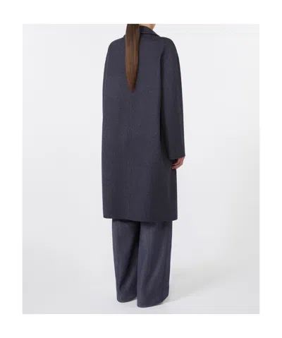 Max Mara Denim-effect Wool Coat In Blue