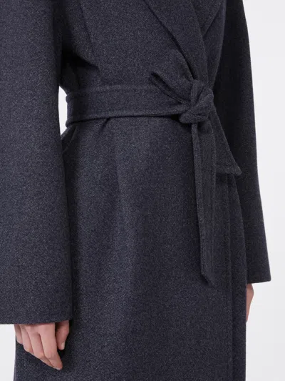 Max Mara Denim-effect Wool Coat In Blue