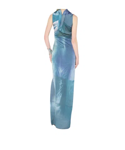Jean Paul Gaultier Satin Dress Asymmetric Neckline In Blue