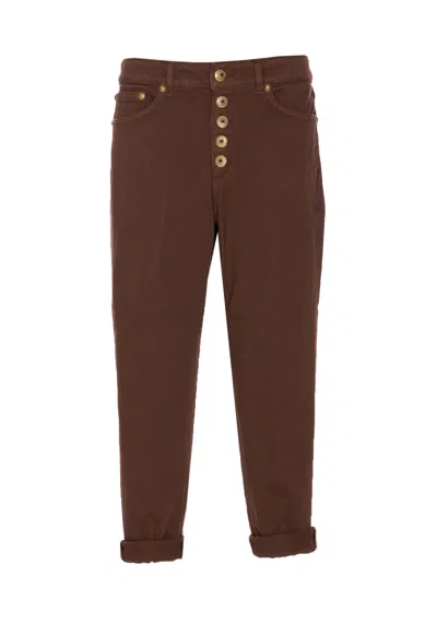 Dondup Trousers With Rolled Cuffs And Pockets In Red