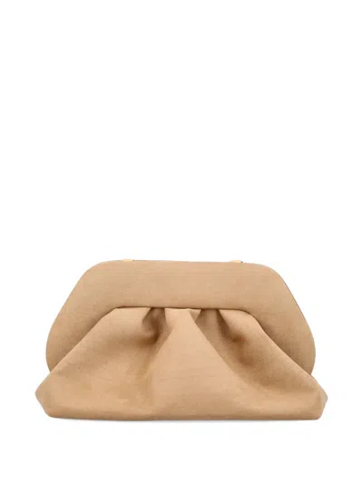 Themoirè Suede Eco Shoulder Bag With Detachable Strap And Pleated Design In Neutral