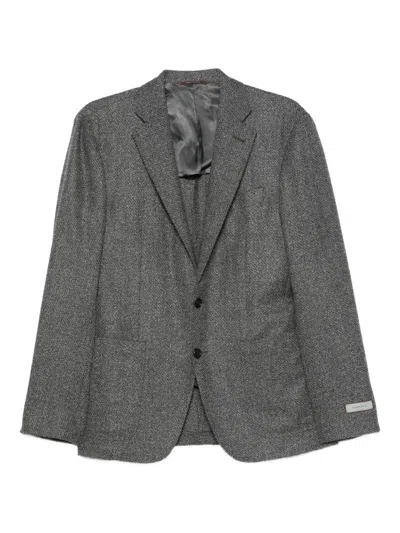 Canali Textured Two-button Jacket In Gray
