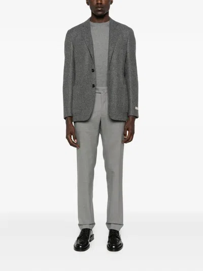 Canali Textured Two-button Jacket In Gray