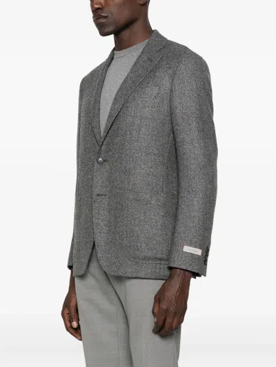 Canali Textured Two-button Jacket In Gray