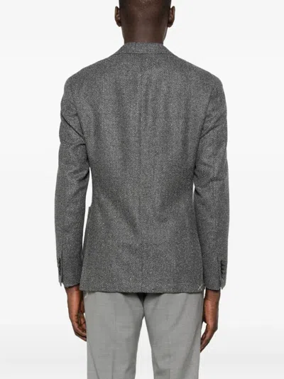 Canali Textured Two-button Jacket In Gray