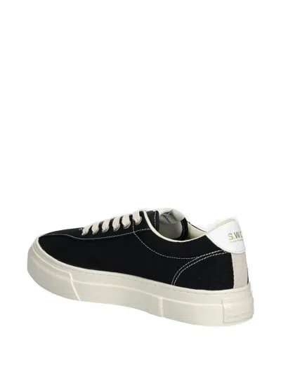 Stepney Workers Club Lace-up Canvas Sneakers In Black