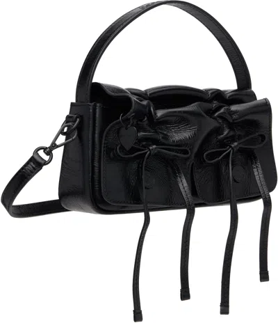 Acne Studios Sleek Calf Leather Tote Bag With Flap Pockets In Black
