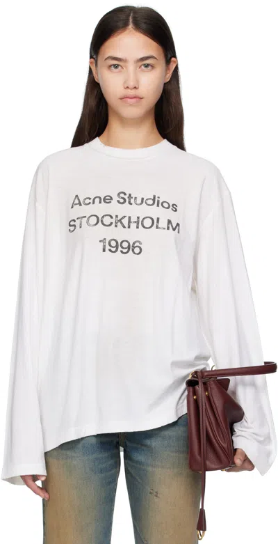 Acne Studios White Relaxed Fit Logo T-shirt In Dc6 Dusty White
