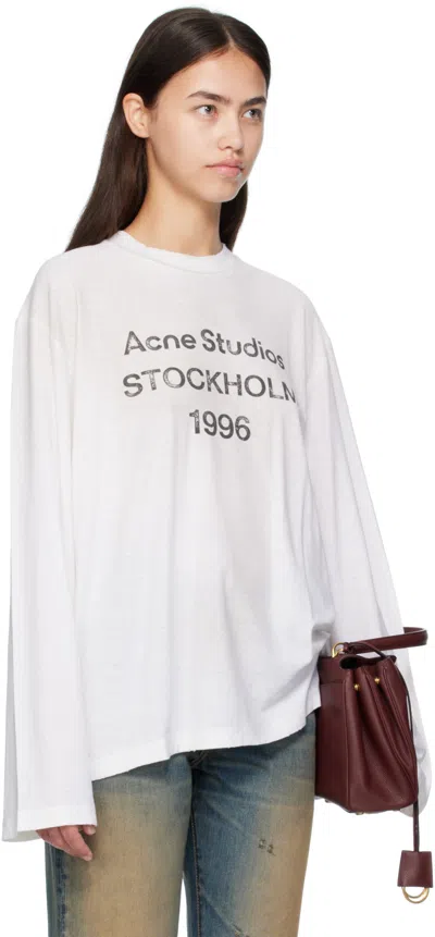 Acne Studios White Relaxed Fit Logo T-shirt In Dc6 Dusty White