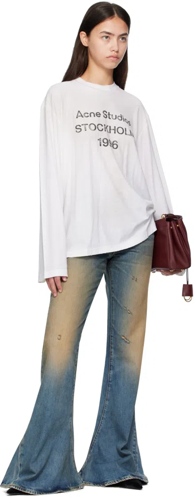 Acne Studios White Relaxed Fit Logo T-shirt In Dc6 Dusty White