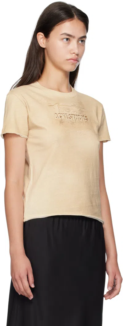 Acne Studios Womens Sand Beige Logo Short-sleeve Cotton-jersey T-shirt Xs In Neutral