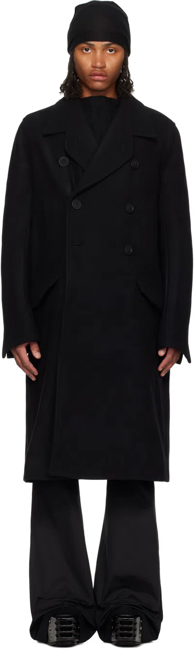 Rick Owens Officer Coat Structured Wide Lapels In Black