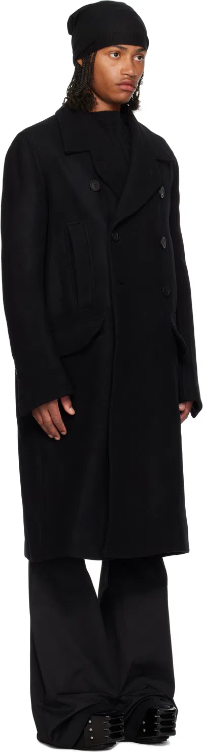 Rick Owens Officer Coat Structured Wide Lapels In Black