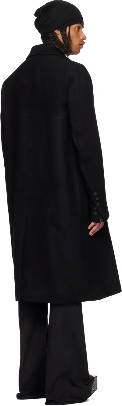 Rick Owens Officer Coat Structured Wide Lapels In Black