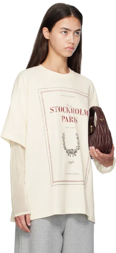 Acne Studios Graphic Print Long-sleeved Layered T-shirt In Neutral