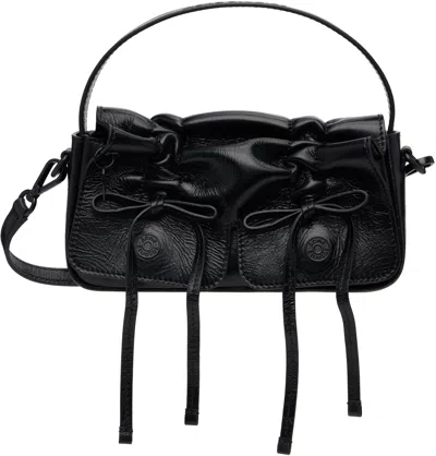 Acne Studios Sleek Calf Leather Tote Bag With Flap Pockets In Black