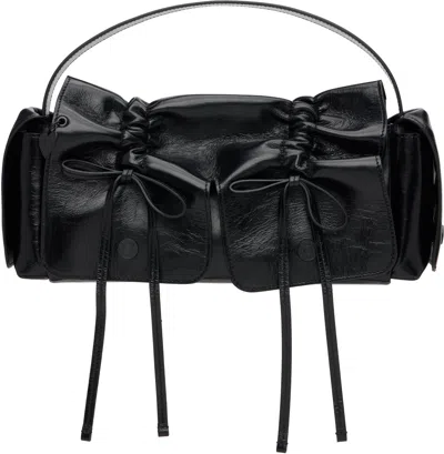 Acne Studios Sleek Calf Leather Tote Bag With Flap Pockets In Black