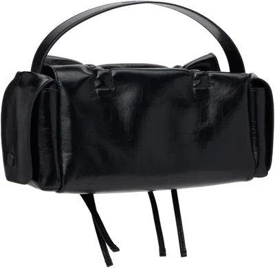 Acne Studios Sleek Calf Leather Tote Bag With Flap Pockets In Black