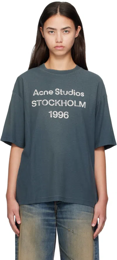 Acne Studios Logo T-shirt In Blue