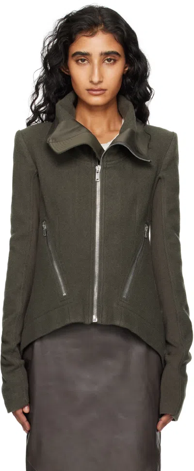 Rick Owens Khaki Concordians Zipped Naska Biker Jacket In Gray
