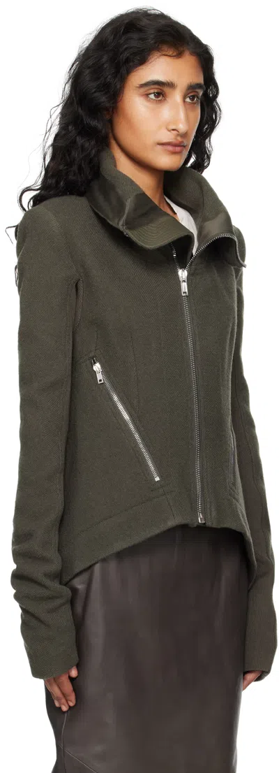 Rick Owens Khaki Concordians Zipped Naska Biker Jacket In Gray