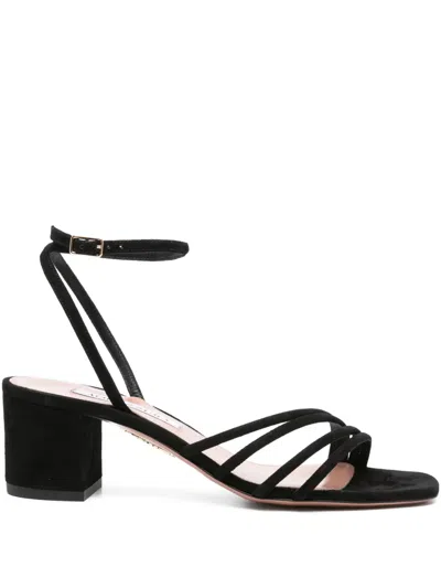 Aquazzura 50mm Latour Ankle-strap Block-heel Sandals In Black
