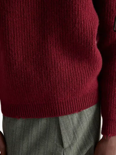 Prada Amaranth Wool Sweater With Pendant In Brown