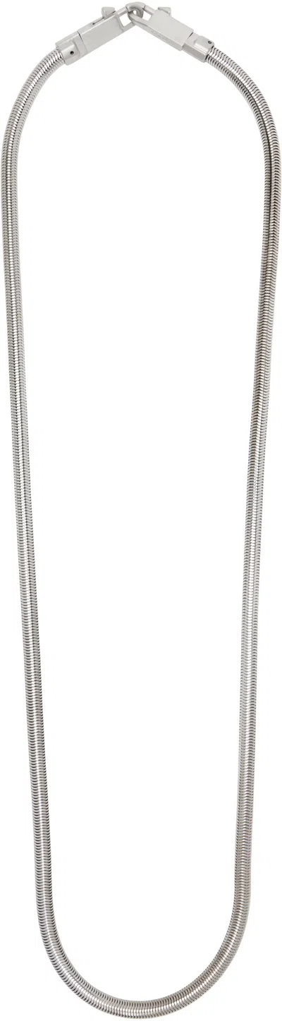 Rick Owens Silver Concordians Snake Keychain In Metallic