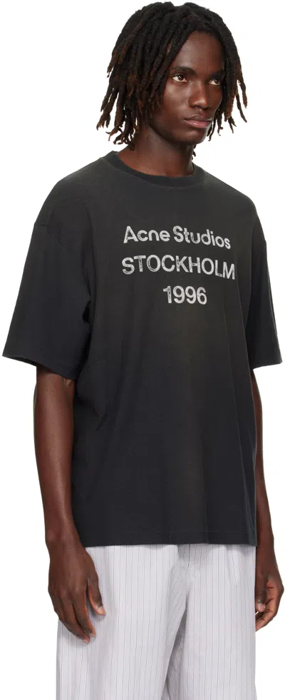 Acne Studios Men Crew Neck T-shirt With Print In Black