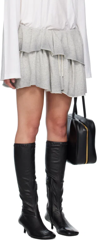 Acne Studios Gray Layered Fleece Miniskirt In Gray