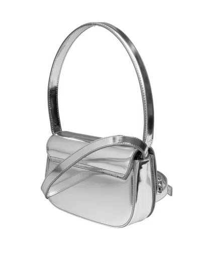Diesel 1dr Shoulder Bag In Mirrored Leather Color Silver