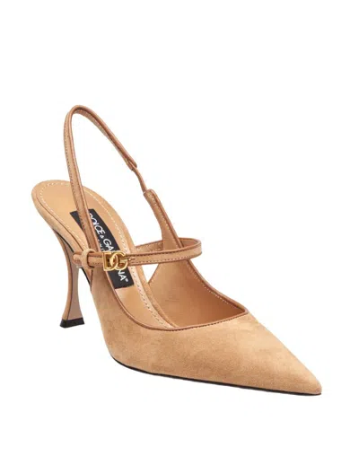 Dolce & Gabbana Suede And Nappa Leather Slingback In Blue