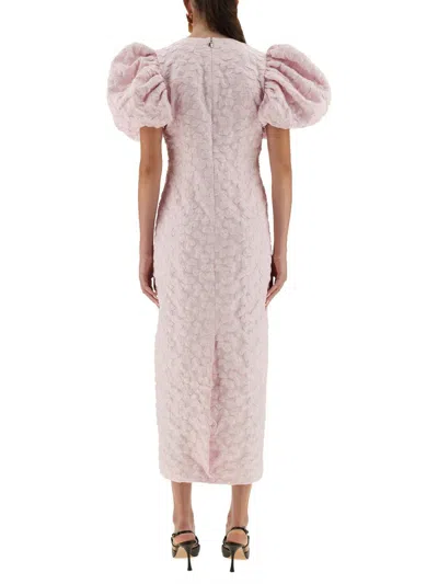 Rotate Birger Christensen Rotate Sunday Puffy Floral-jacquard Midi Dress In Pink