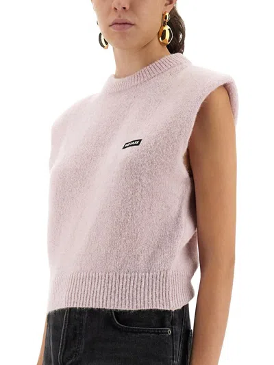 Rotate Birger Christensen Rotate Birgerchristensen Short Vest Shirt With Logo In Pink