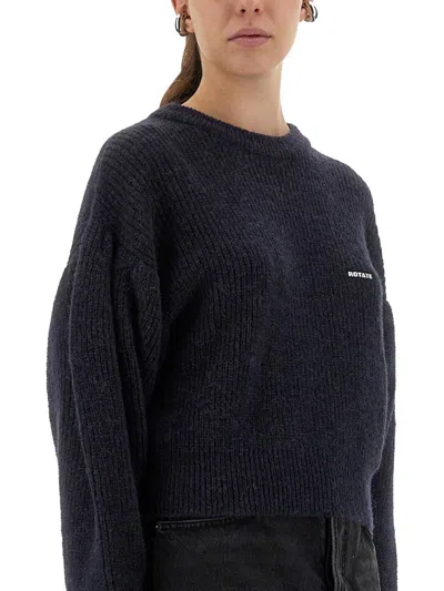 Rotate Birger Christensen Rotate Birgerchristensen Wool Puff Sweater In Black