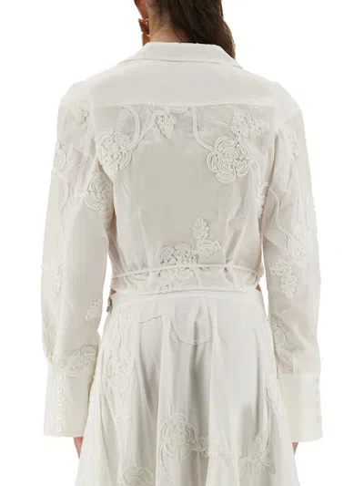 Rotate Birger Christensen Rotate Birgerchristensen Wraparound Shirt Top In White