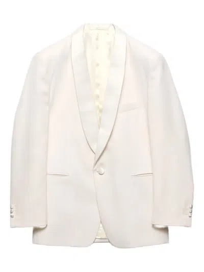 Prada Shawl-collar Wool Jacket In White