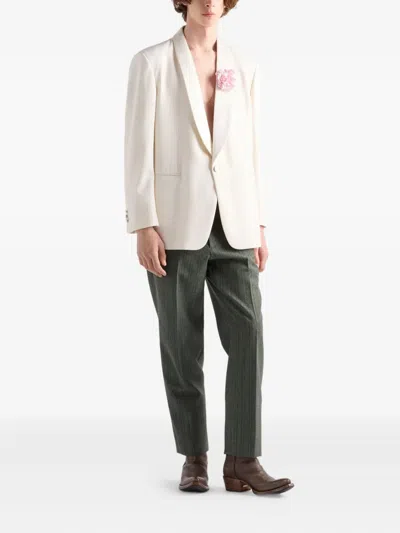 Prada Shawl-collar Wool Jacket In White