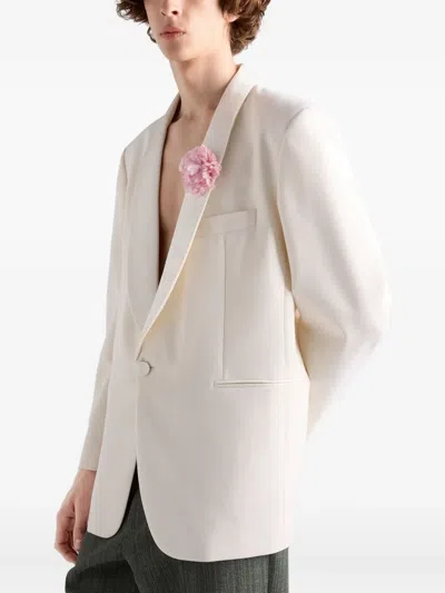 Prada Shawl-collar Wool Jacket In White