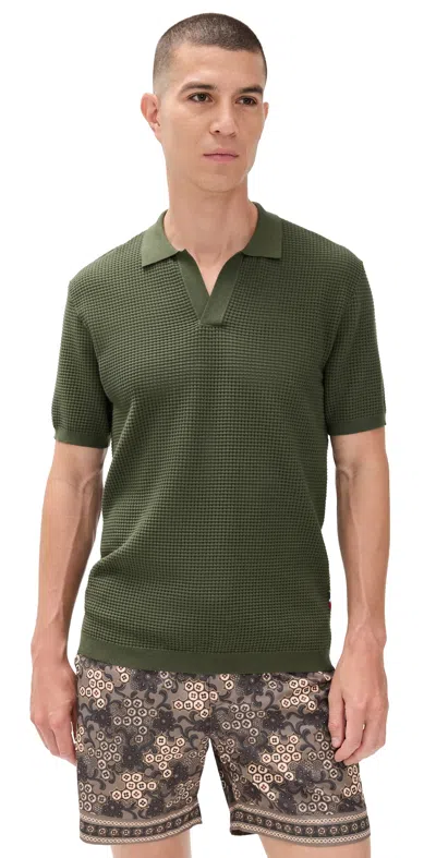 Orlebar Brown Mens Dark Herbal Green Horton 2-tone Jacquard Silk And Cotton Polo Shirt Xl In Green