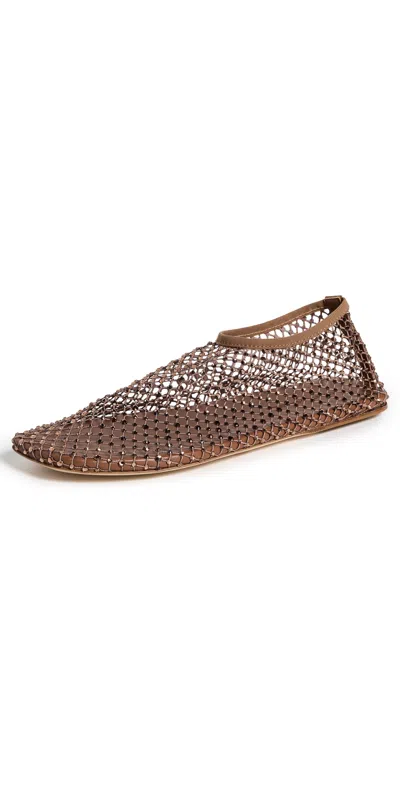 Christopher Esber Minette Crystal-embellished Mesh Ballet Flats In Brown