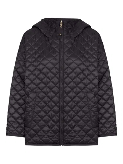 Max Mara The Cube Leo Quilted Short Hooded Jacket Coats Black In Black