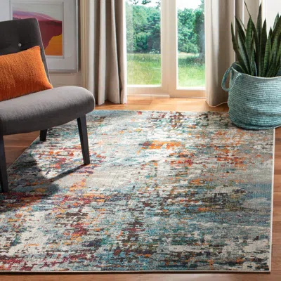 Safavieh Madison Machine Made Area Rug, Grey / Blue Contemporary Style Easy Care In Multi